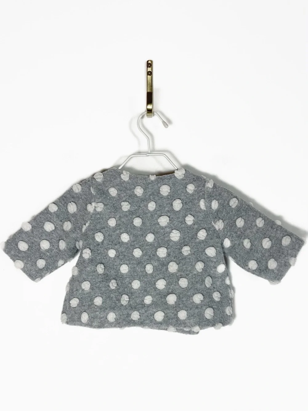 Baby Gap Pea Coat Light Gray polka dots size 0-3 Months
